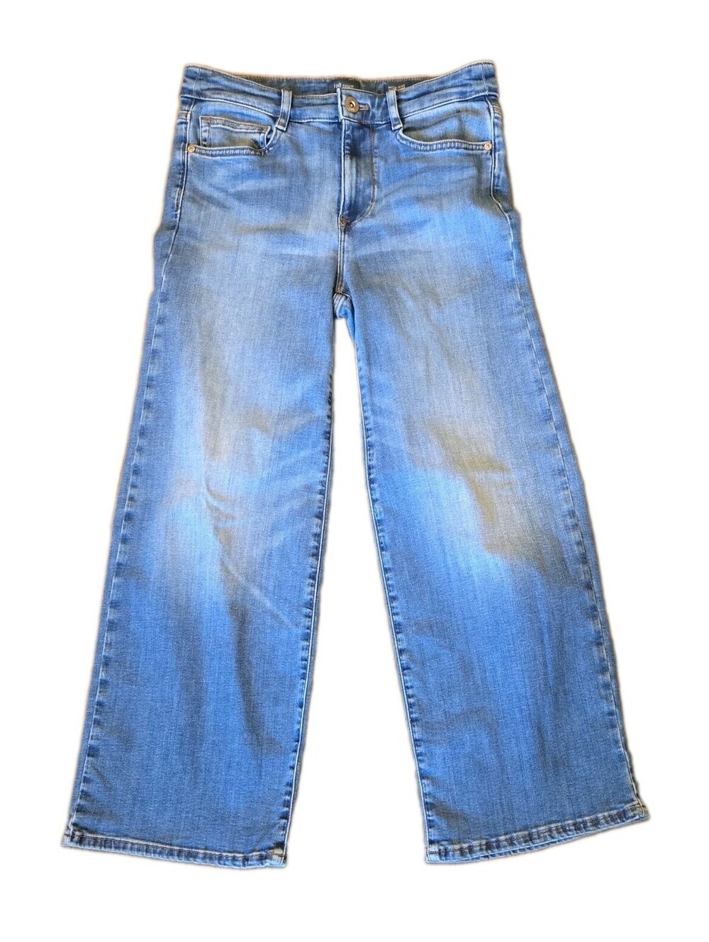 J Jill High Rise Full Leg Crop Medium Wash Jean Sz 4 Wide Leg Boho Womens